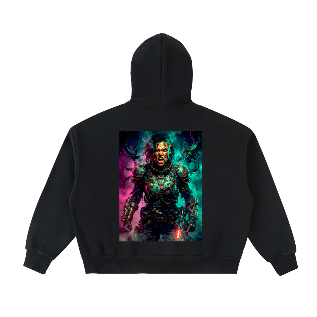 Fleeced Full-Zip Boxy Hoodie