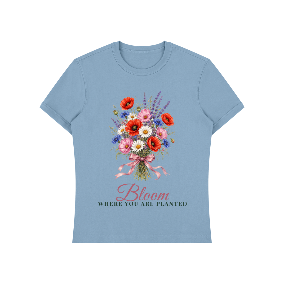 Bloom Where You Are Planted Shirt | Wildflower Bouquet Watercolor Graphic Tee for Women