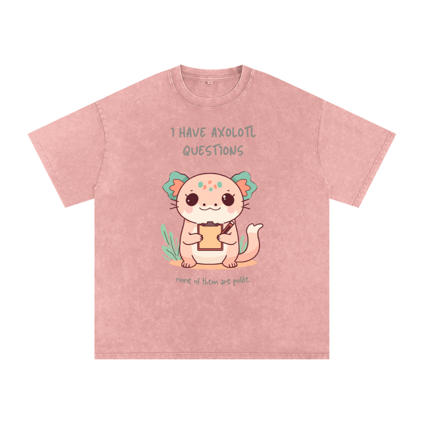 I Have Axolotl Questions | Cute Animal Oversized Washed T-Shirt