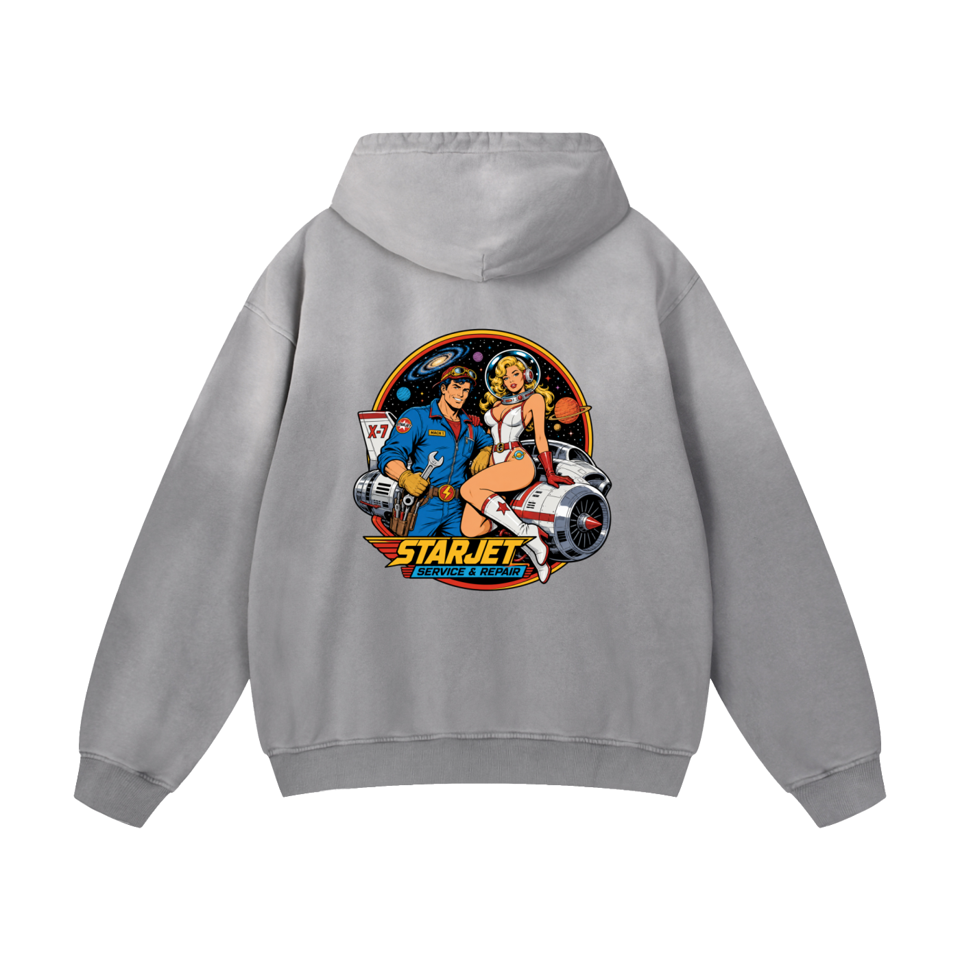 STARJET MECHANIC Heavyweight Sunfade Oversized Hoodie