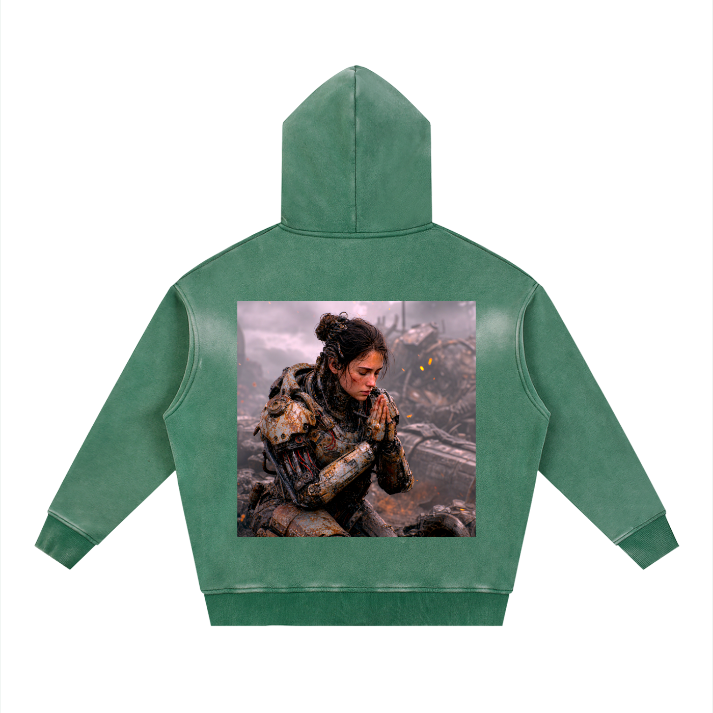 WASTELAND WARRIOR 15 | Dark Sci-Fi Two-Way Zip Boxy Fleece Hoodie