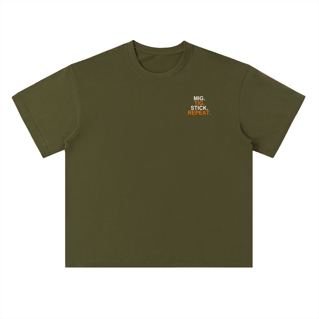 MIG STICK REPEAT Heavyweight Drop Shoulder Cotton T-Shirt