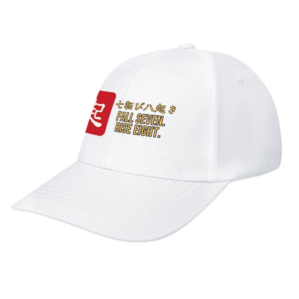 Fall Seven Rise Eight Samurai Cap | Japanese Proverb Kanji Baseball Hat, Motivational Streetwear Dad Hat