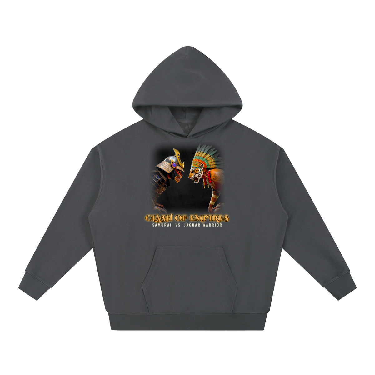 Clash of Empires Hoodie | Samurai vs Aztec Jaguar Warrior Graphic Hoodie
