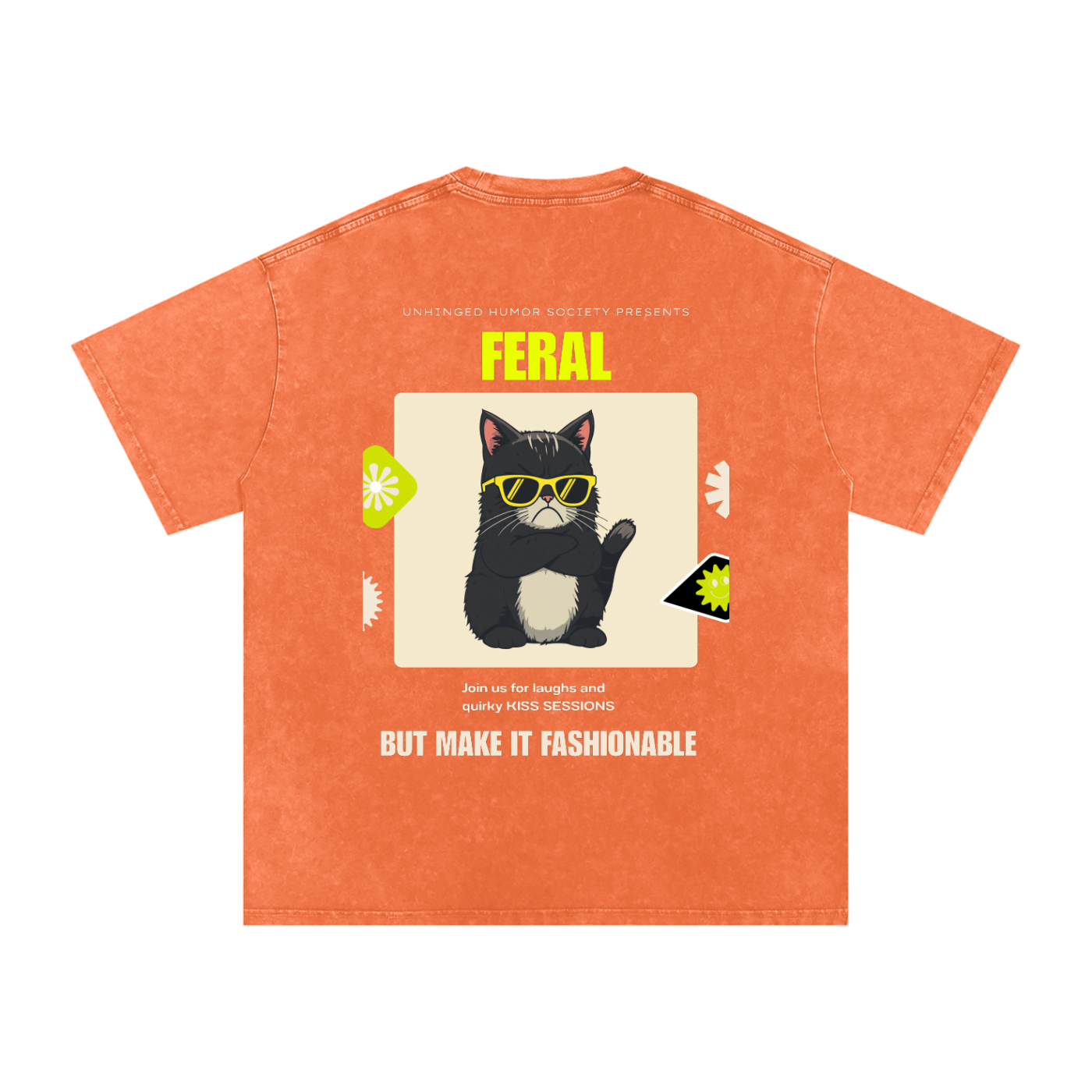 Unhinged Humor Society Feral | Funny Cat Oversized T-Shirt