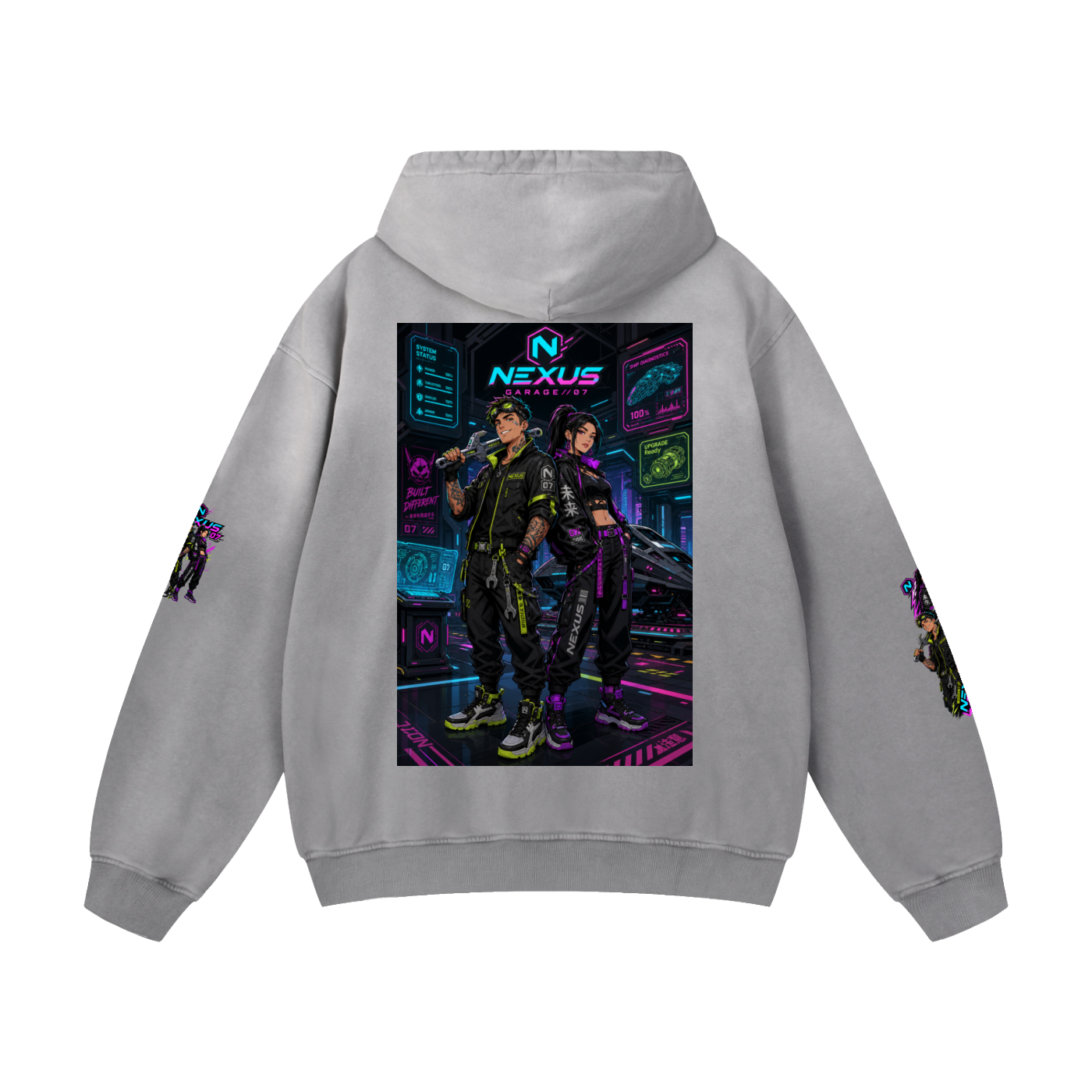 NEXUS MECHANIC Heavyweight Sunfade Oversized Hoodie