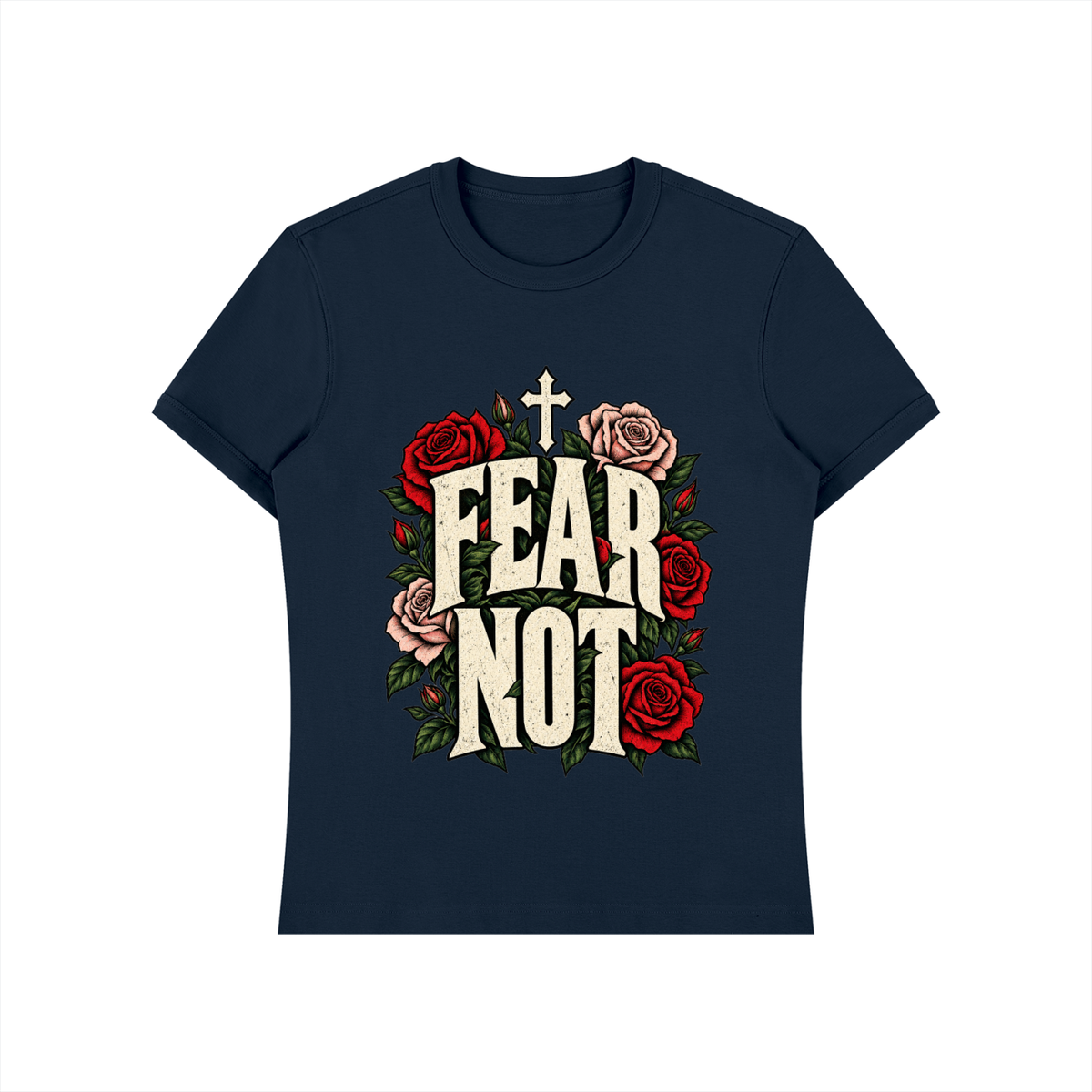 FEAR NOT Isaiah 41:10 Shirt | Bold Rose Christian Tee, Vintage Faith Statement Shirt, Bible Verse Gift