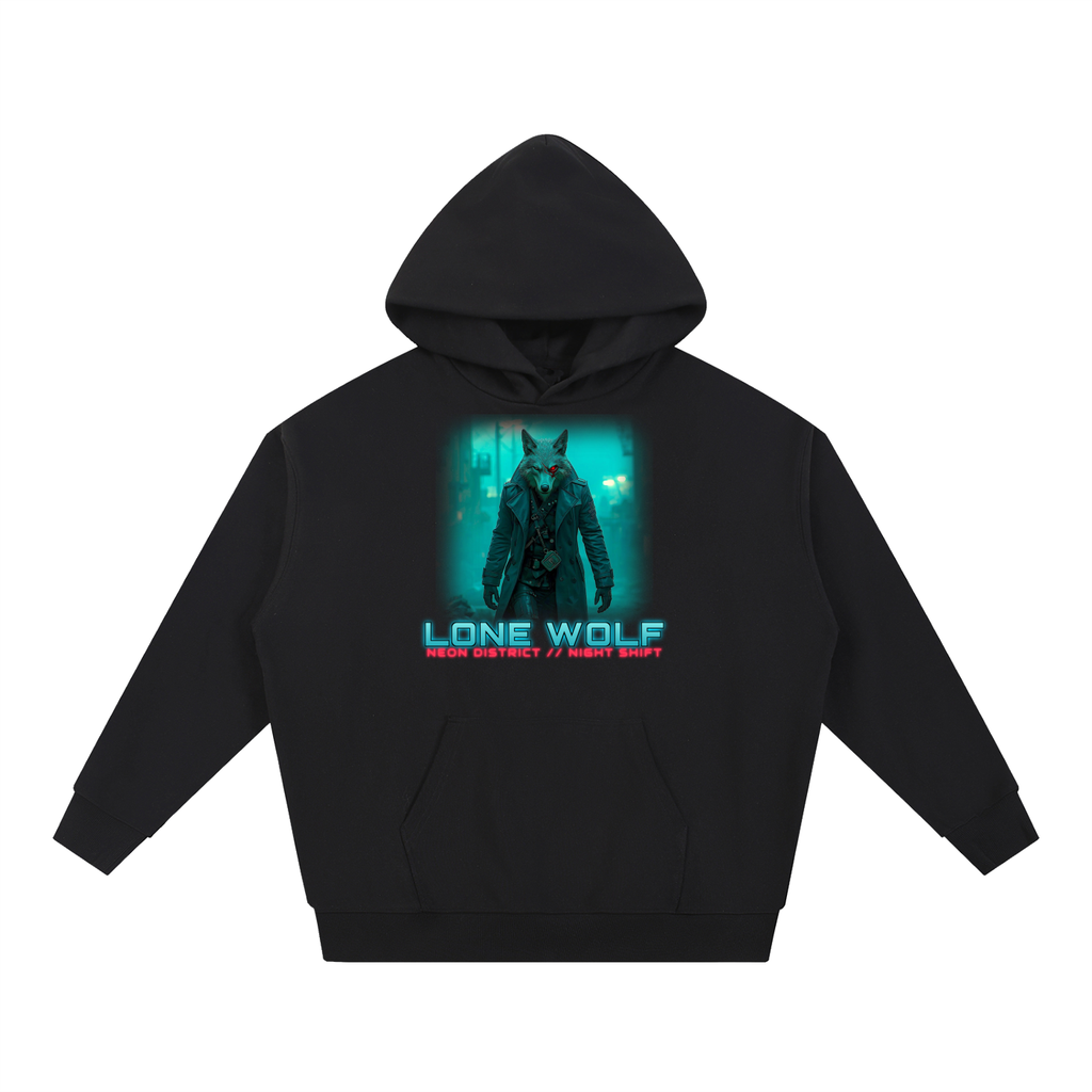 Lone Wolf Hoodie | Cyberpunk Wolf Sci-Fi Graphic Hoodie
