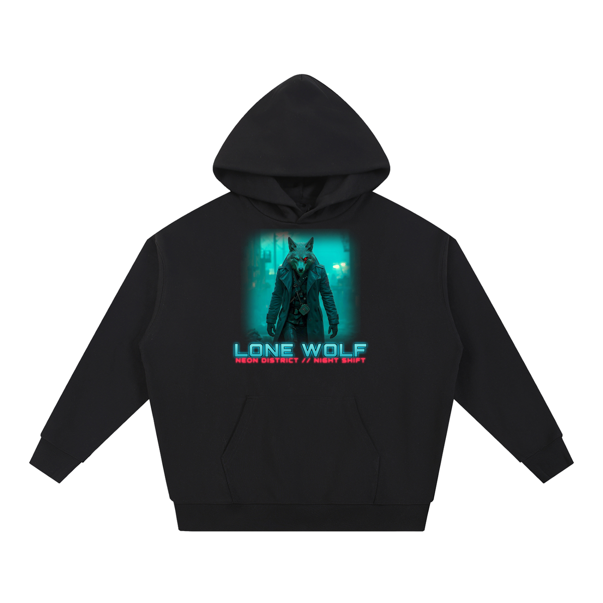 Lone Wolf Hoodie | Cyberpunk Wolf Sci-Fi Graphic Hoodie
