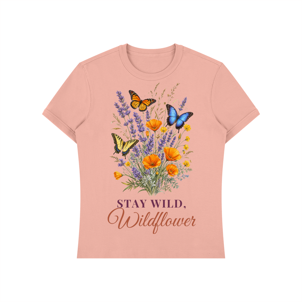 Stay Wild Wildflower Shirt | Lavender Poppy Butterfly Watercolor Graphic Tee for Women