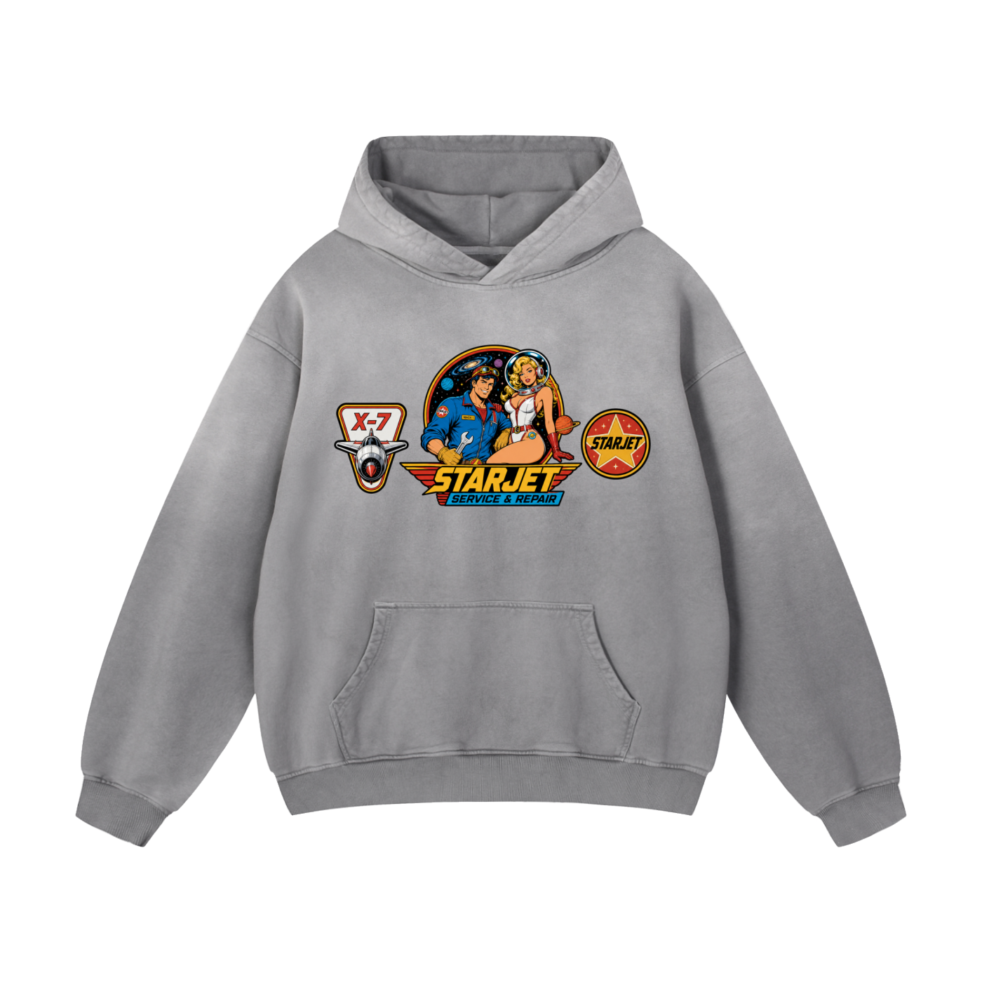 STARJET MECHANIC Heavyweight Sunfade Oversized Hoodie