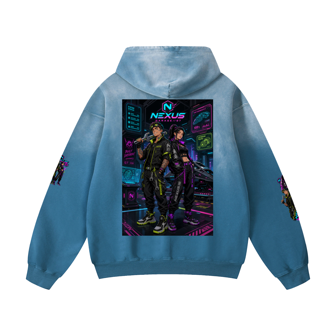 NEXUS MECHANIC Heavyweight Sunfade Oversized Hoodie