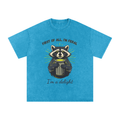 First of All I'm Feral | Raccoon Snow Washed Oversized T-Shirt