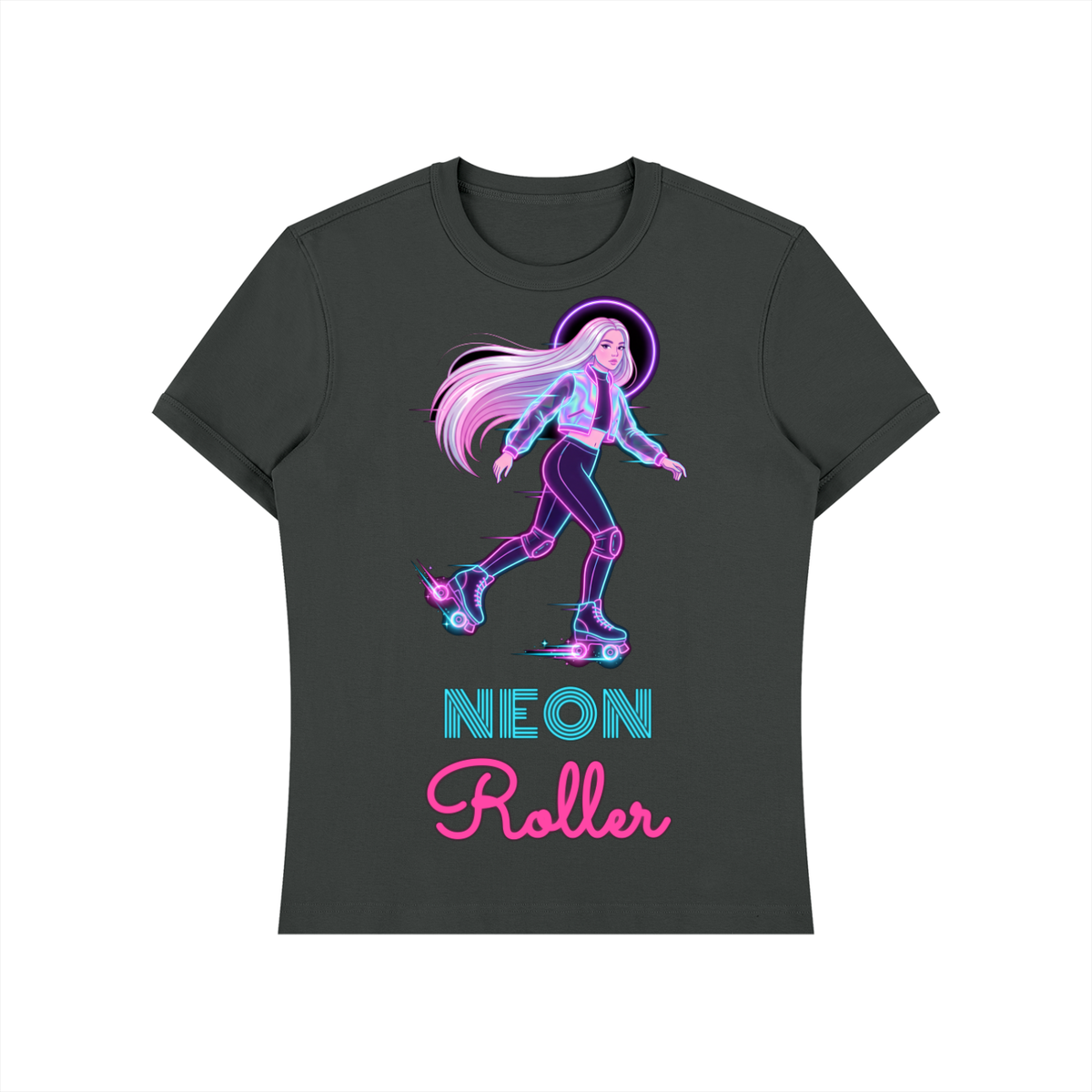 Neon Roller Shirt, Synthwave Roller Skate Tee, Glow Roller Girl Skating Gift