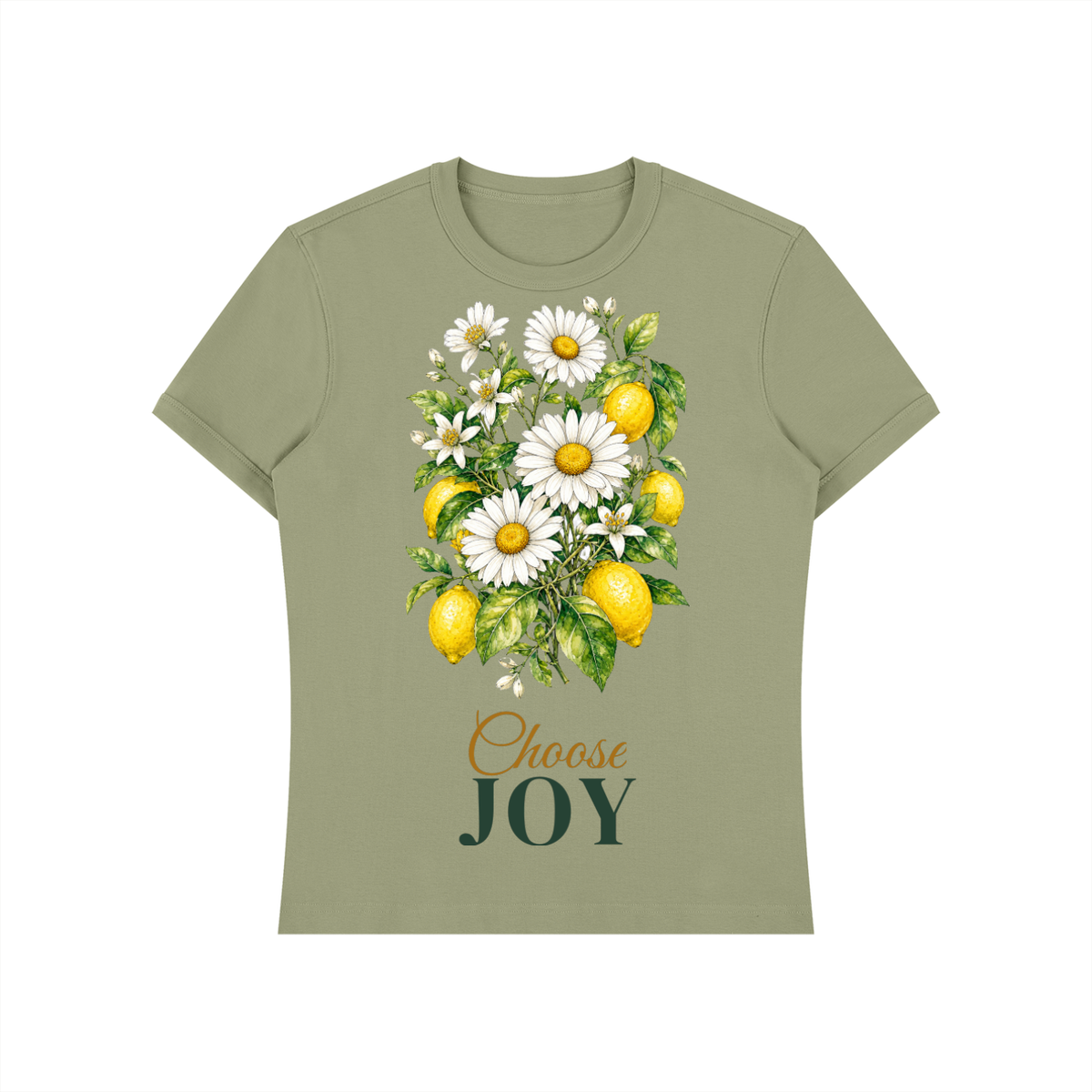 Choose Joy Shirt | Daisy Lemon Watercolor Graphic Tee for Women