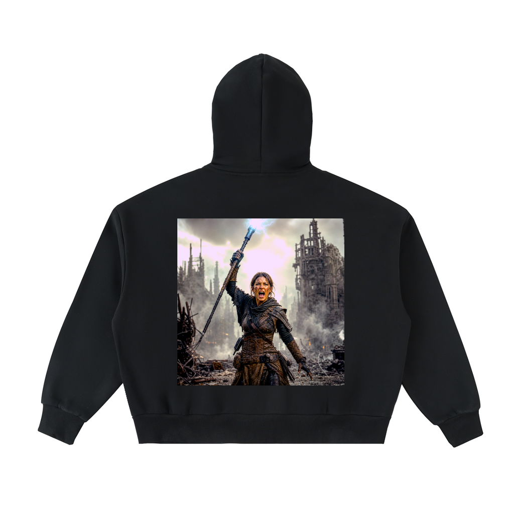 Fleeced Full-Zip Boxy Hoodie