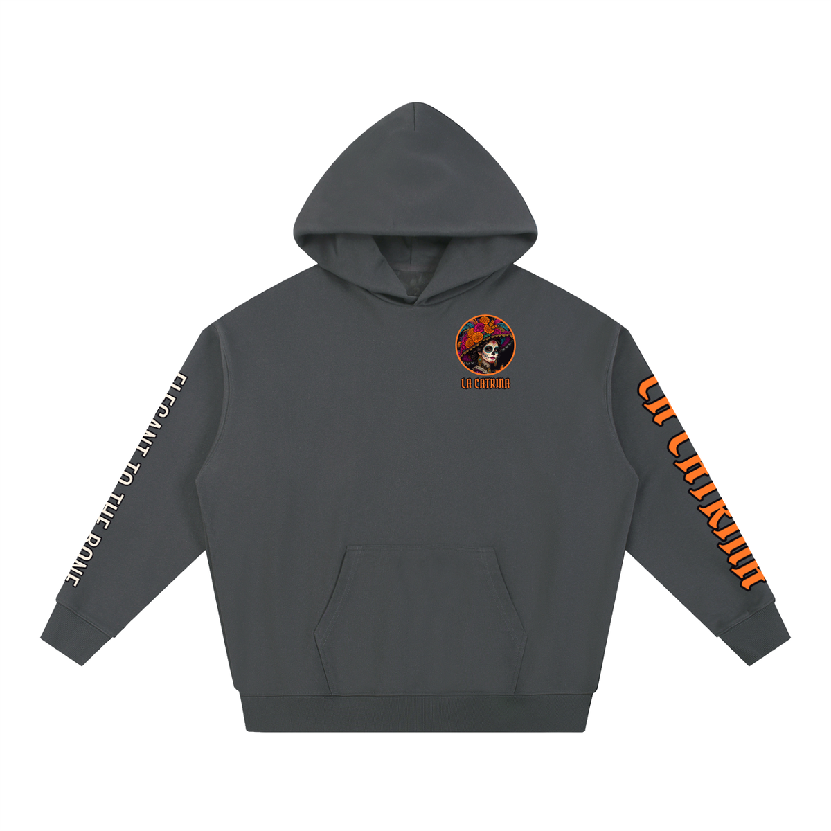 La Catrina Hoodie | Sugar Skull Catrina Día de los Muertos Graphic Hoodie, Back & Sleeve Print