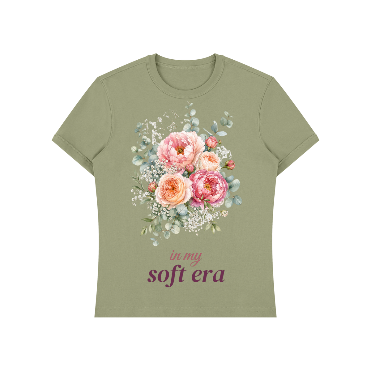 In My Soft Era Shirt | Peony Floral Watercolor Graphic Tee for Women