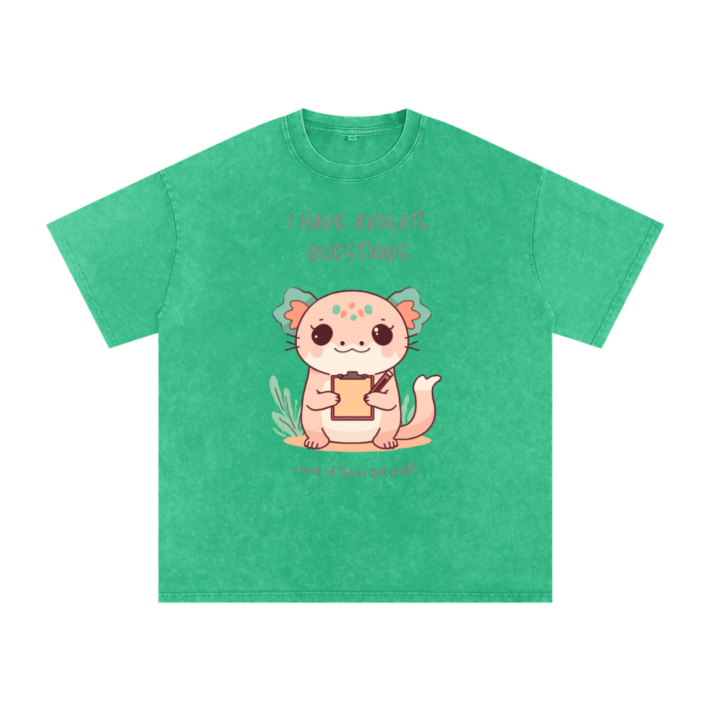 I Have Axolotl Questions | Cute Animal Oversized Washed T-Shirt