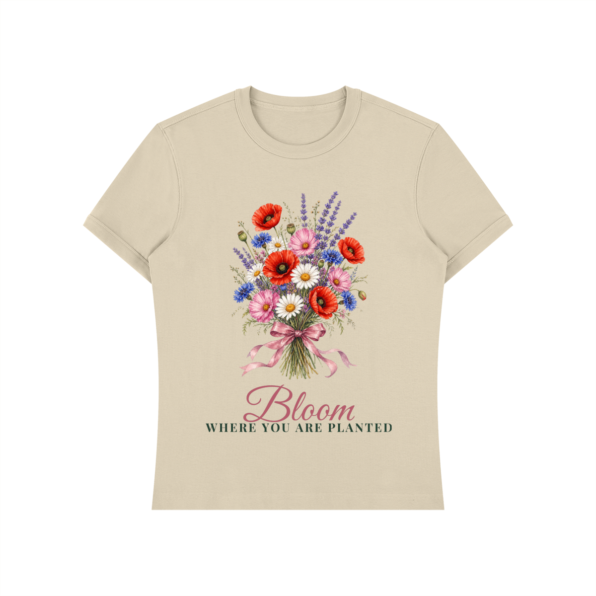 Bloom Where You Are Planted Shirt | Wildflower Bouquet Watercolor Graphic Tee for Women