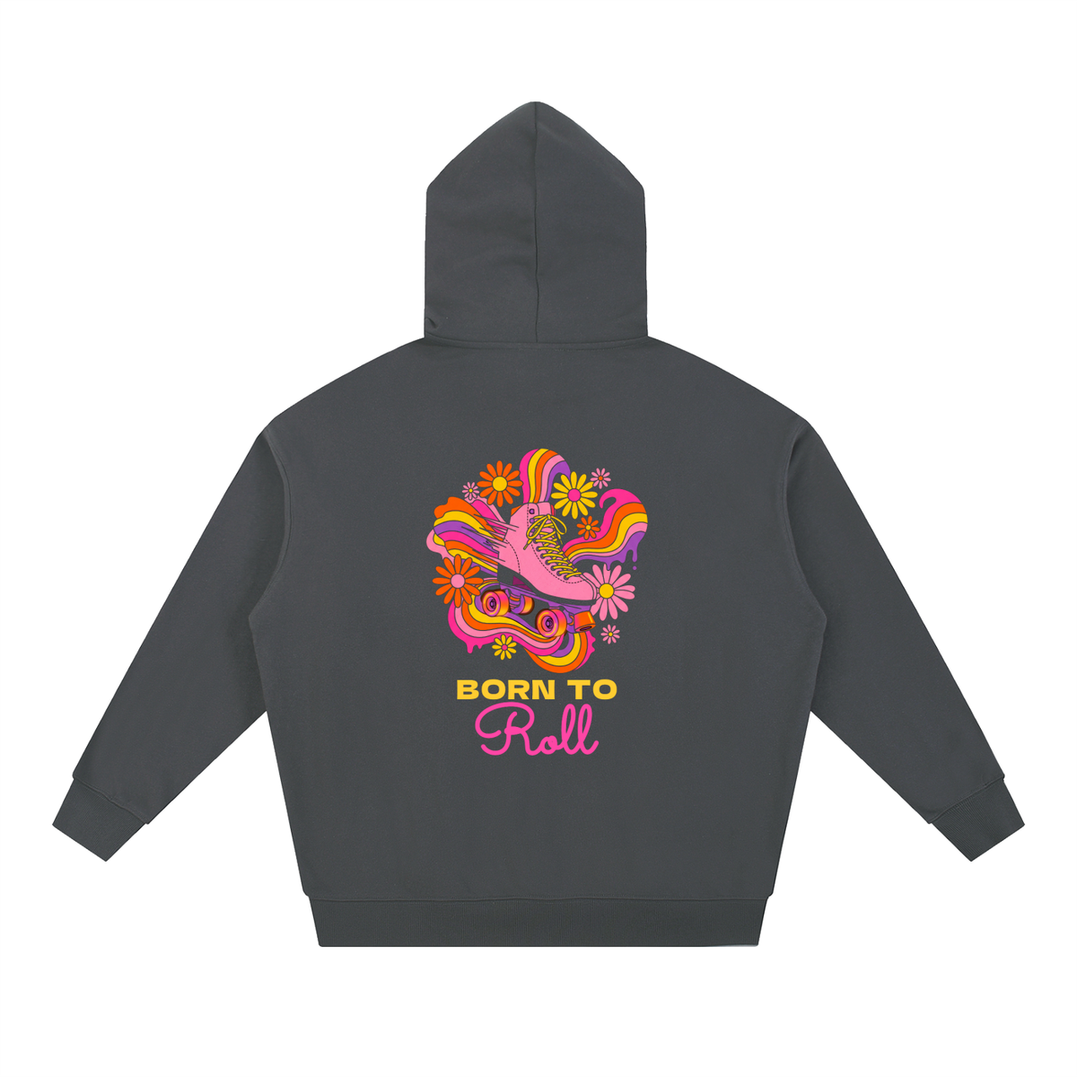 Born To Roll Hoodie, Groovy Roller Skate Sweatshirt, Retro 70s Flower Power Skating Gift