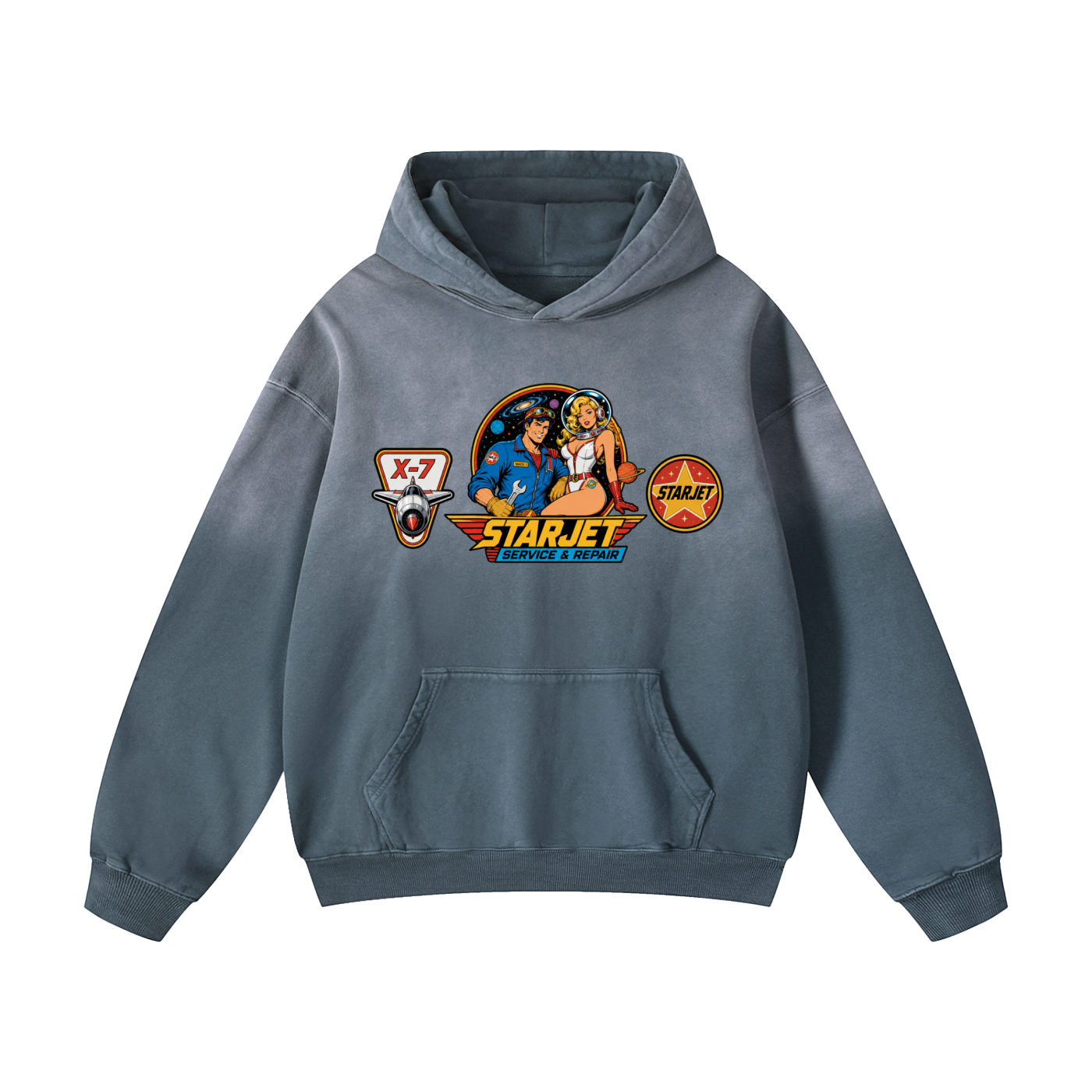 STARJET MECHANIC Heavyweight Sunfade Oversized Hoodie