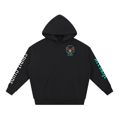 Alebrije Hoodie | Winged Jaguar Spirit Guide Día de los Muertos Graphic Hoodie, Back & Sleeve Print