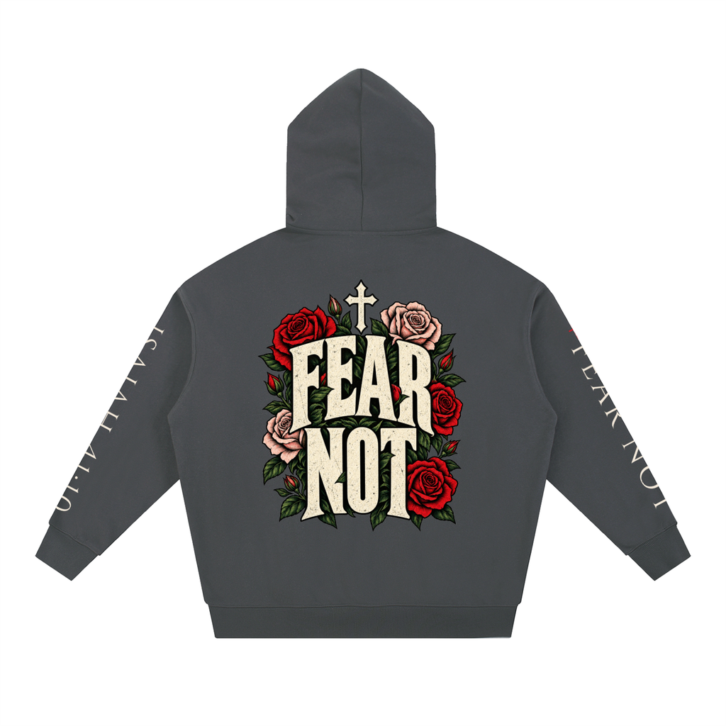 FEAR NOT Isaiah 41:10 Hoodie | Bold Rose Christian Sweatshirt, Vintage Faith Statement Hoodie, Bible Verse Gift