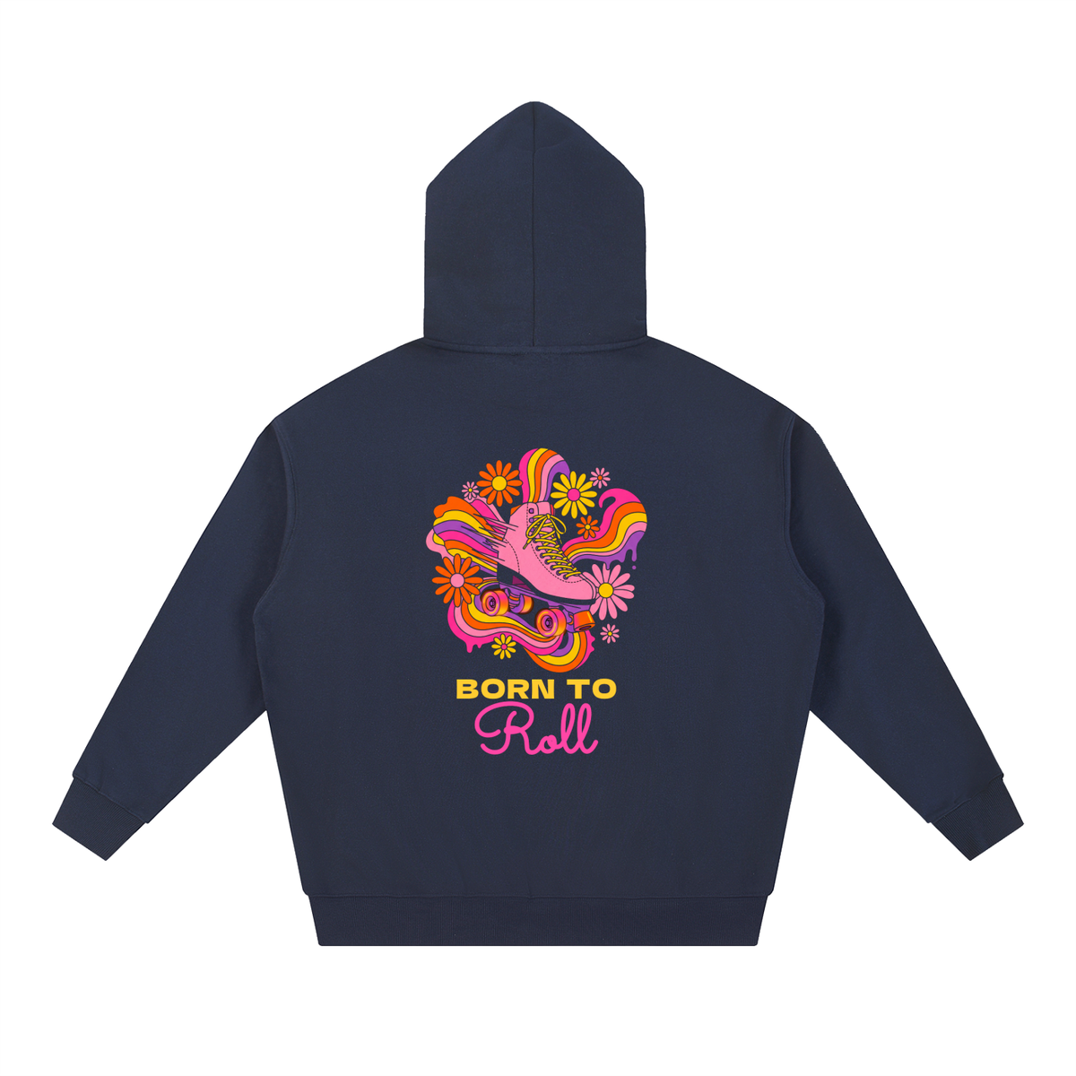 Born To Roll Hoodie, Groovy Roller Skate Sweatshirt, Retro 70s Flower Power Skating Gift
