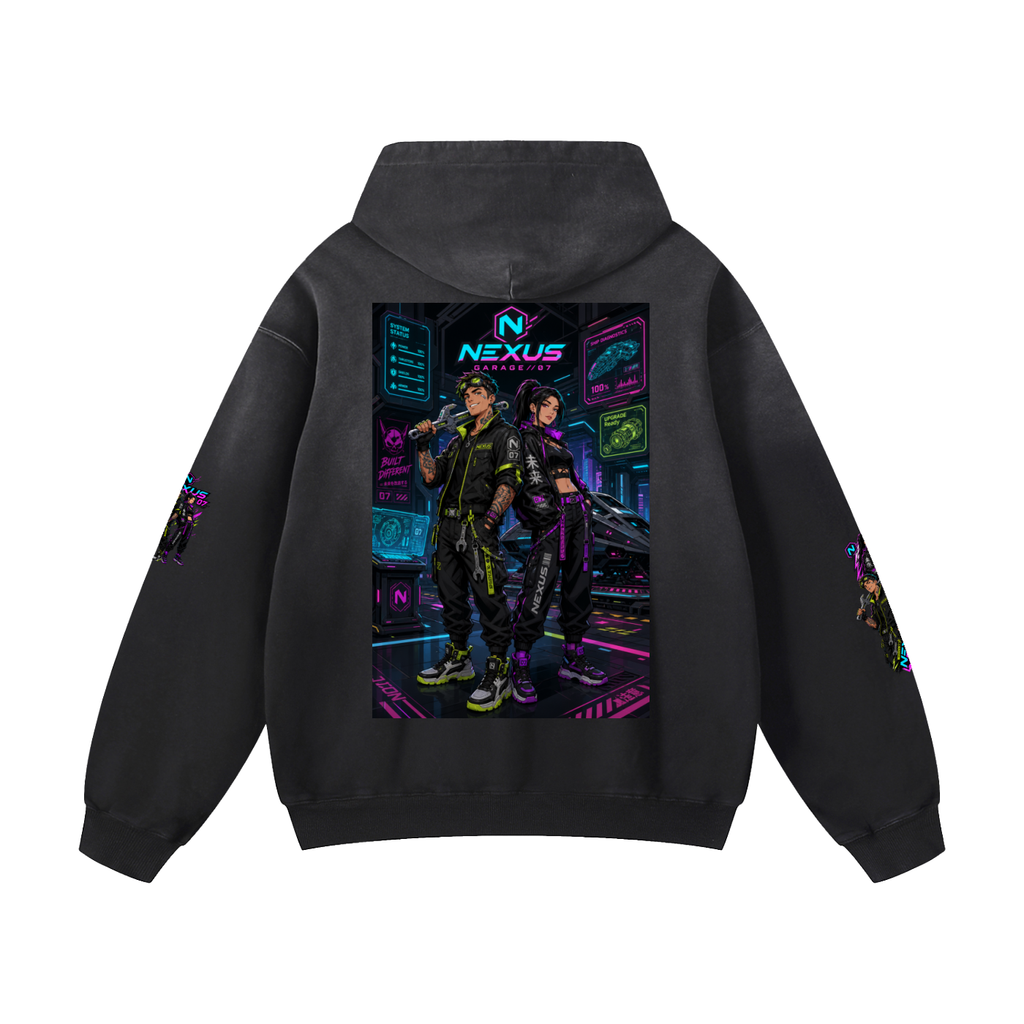 NEXUS MECHANIC Heavyweight Sunfade Oversized Hoodie