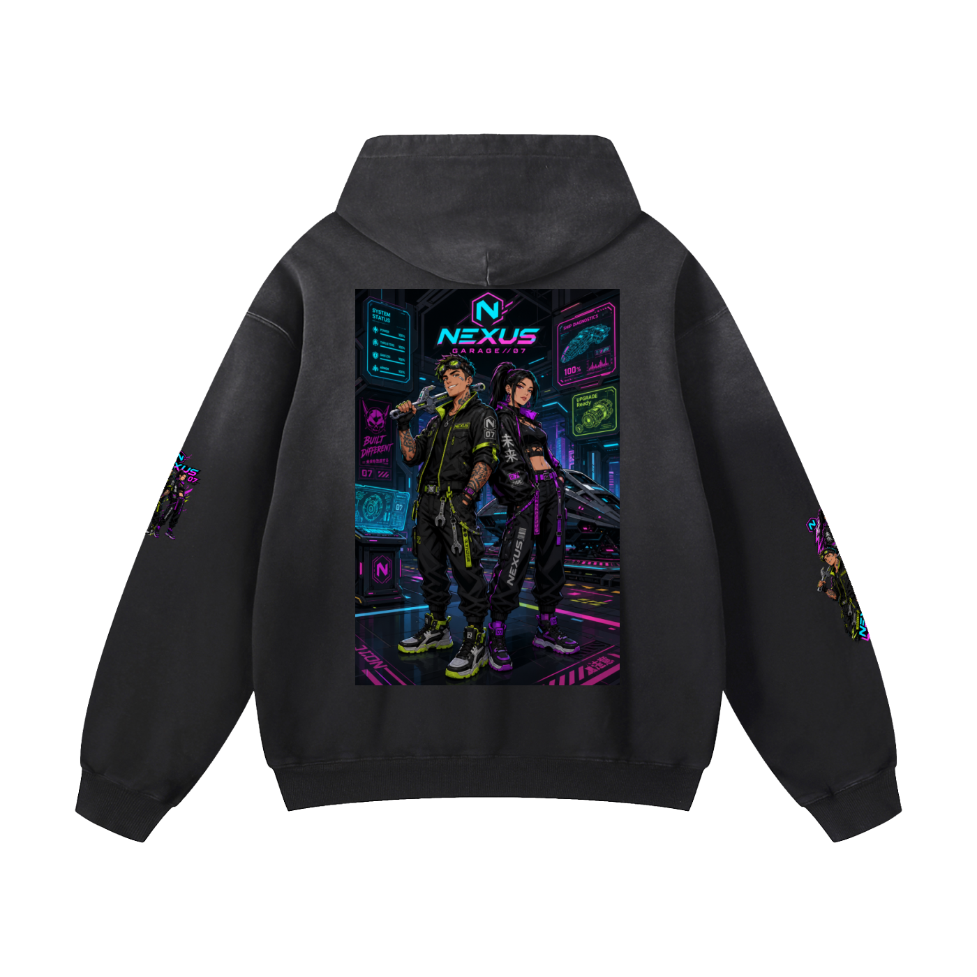NEXUS MECHANIC Heavyweight Sunfade Oversized Hoodie