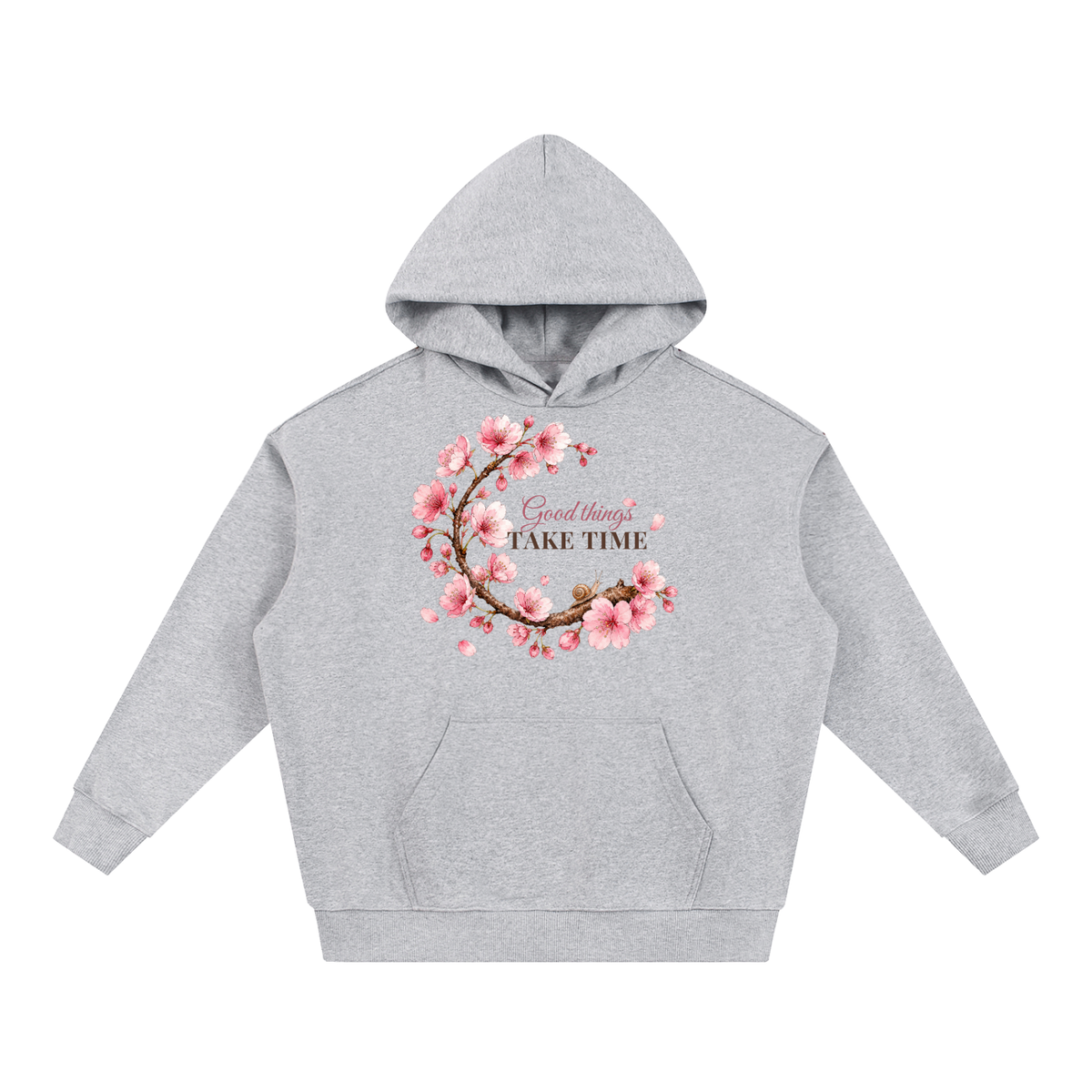 Good Things Take Time Hoodie | Cherry Blossom Watercolor Floral Sweatshirt for Women