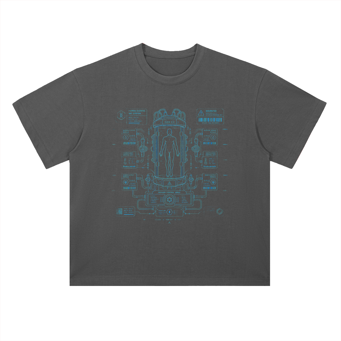 HUMAN CLONE VECTOR | Sci-Fi Blueprint Heavyweight Drop-Shoulder Tee