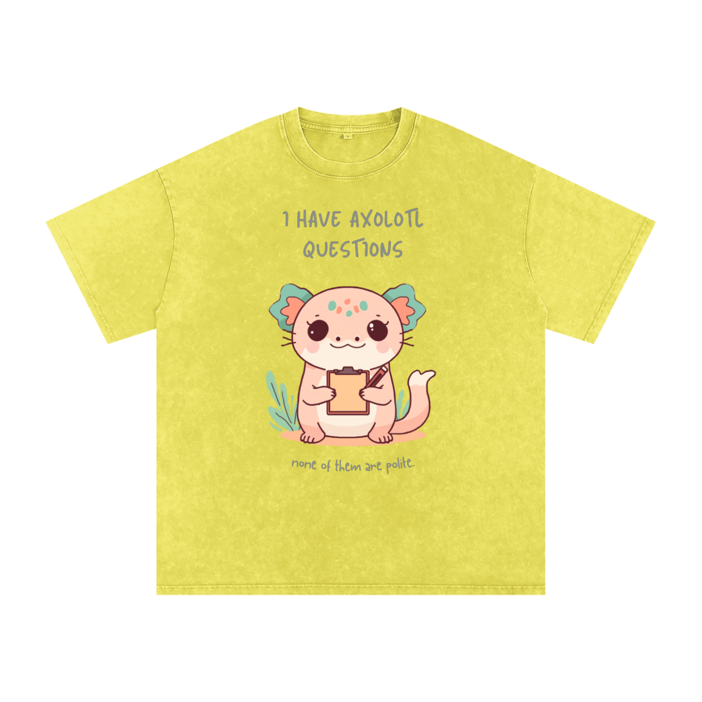 I Have Axolotl Questions | Cute Animal Oversized Washed T-Shirt