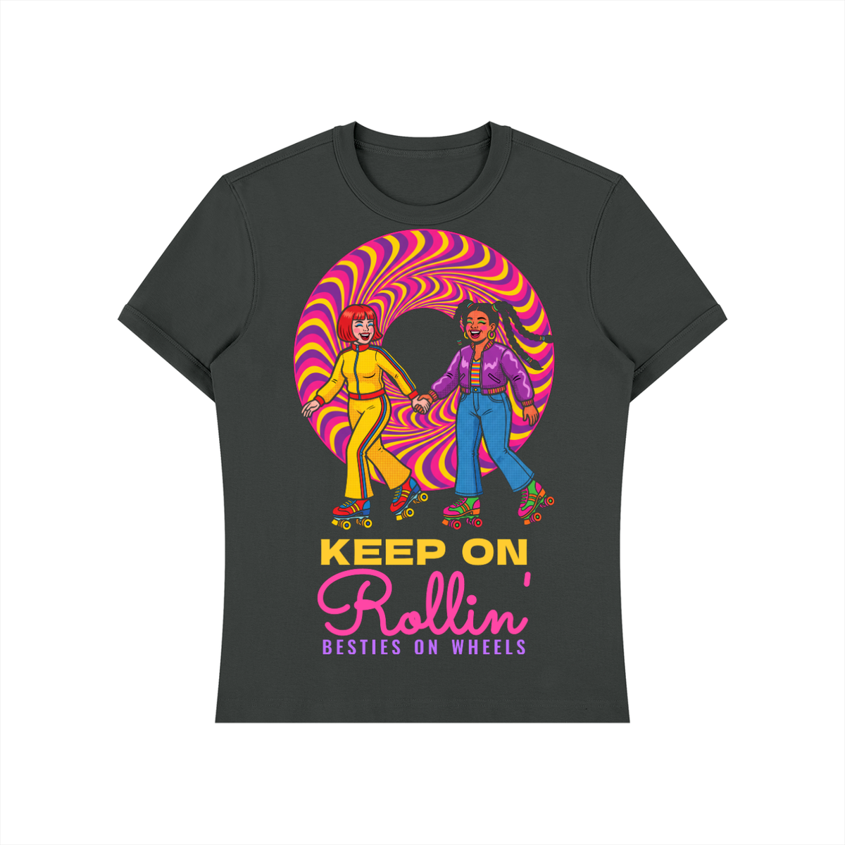 Keep On Rollin Besties Shirt, Best Friend Roller Skate Tee, Retro Skating Gift for BFF