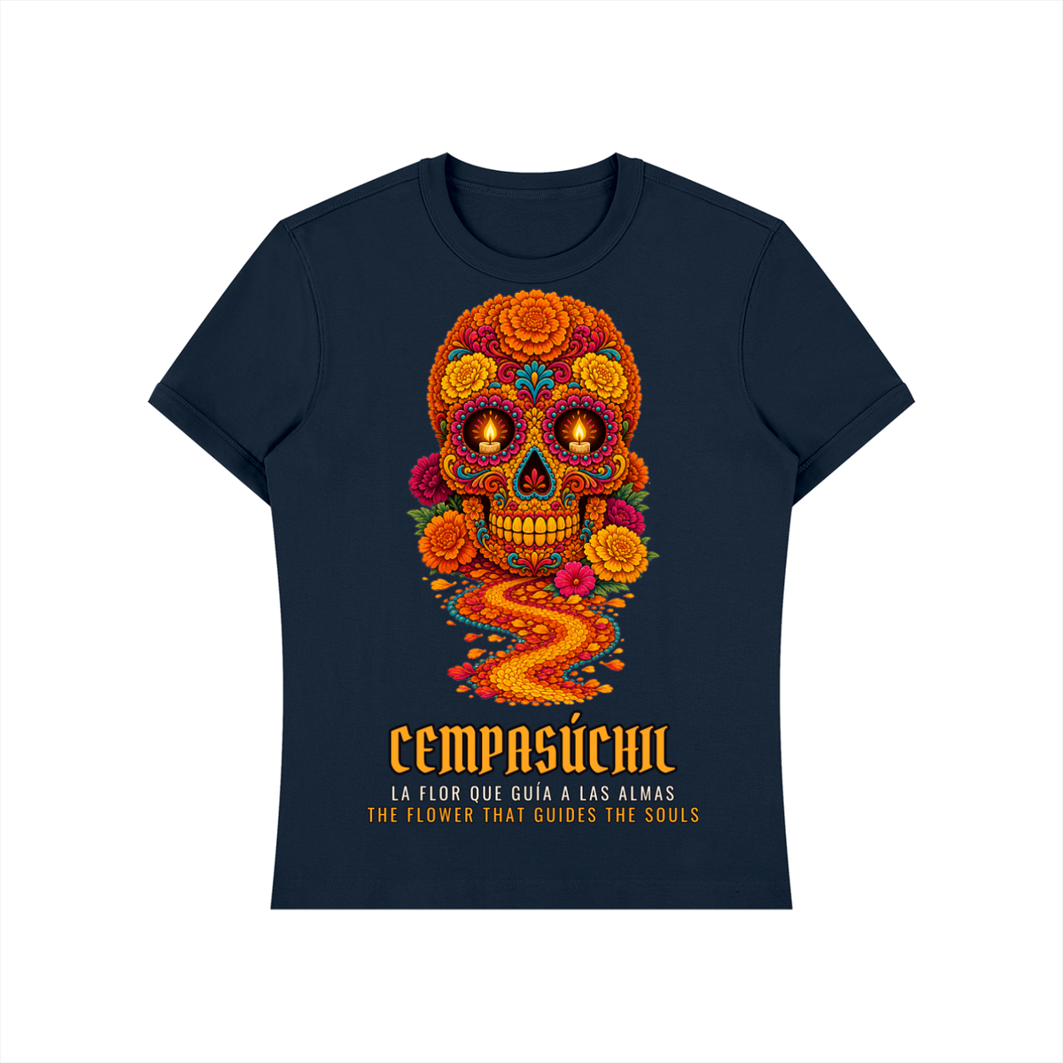 Cempasúchil T-Shirt | Marigold Sugar Skull Día de los Muertos Graphic Tee