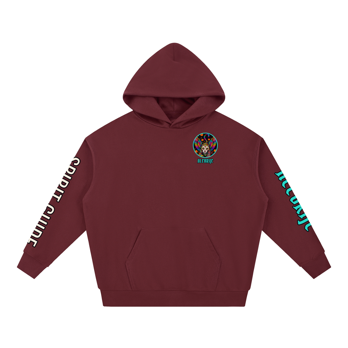 Alebrije Hoodie | Winged Jaguar Spirit Guide Día de los Muertos Graphic Hoodie, Back & Sleeve Print
