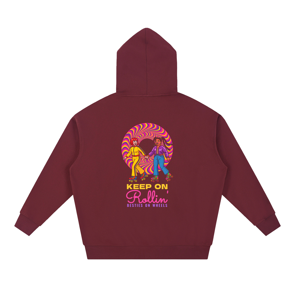 Keep On Rollin Besties Hoodie, Best Friend Roller Skate Sweatshirt, Retro Skating Gift for BFF
