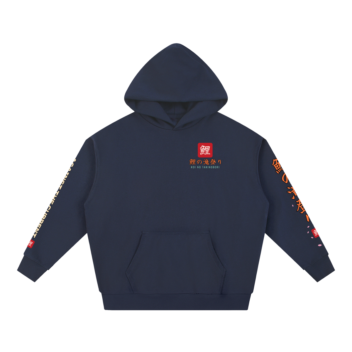 Koi Samurai Hoodie | Against The Current Yin Yang Koi Japanese Graphic Hoodie, Back & Sleeve Print