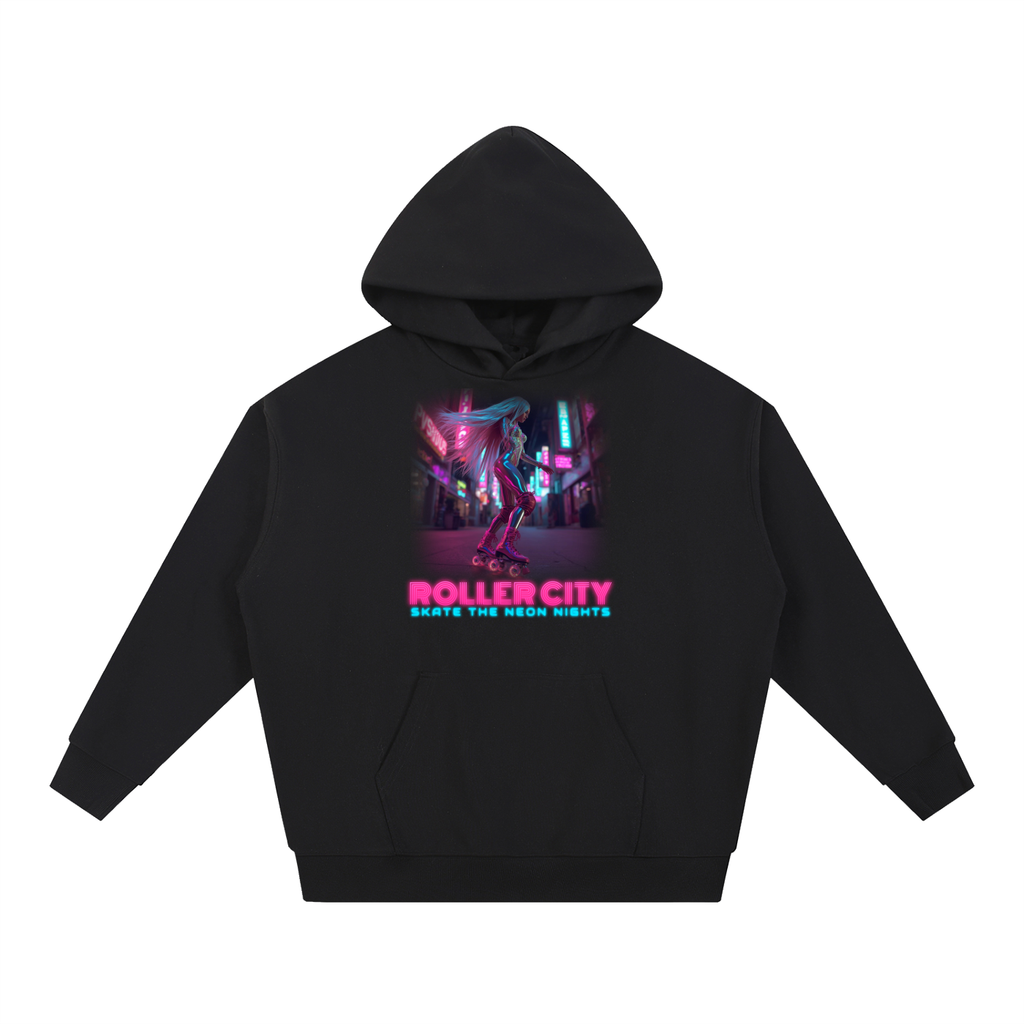 Roller City Hoodie | Neon Roller Skater Graphic Hoodie