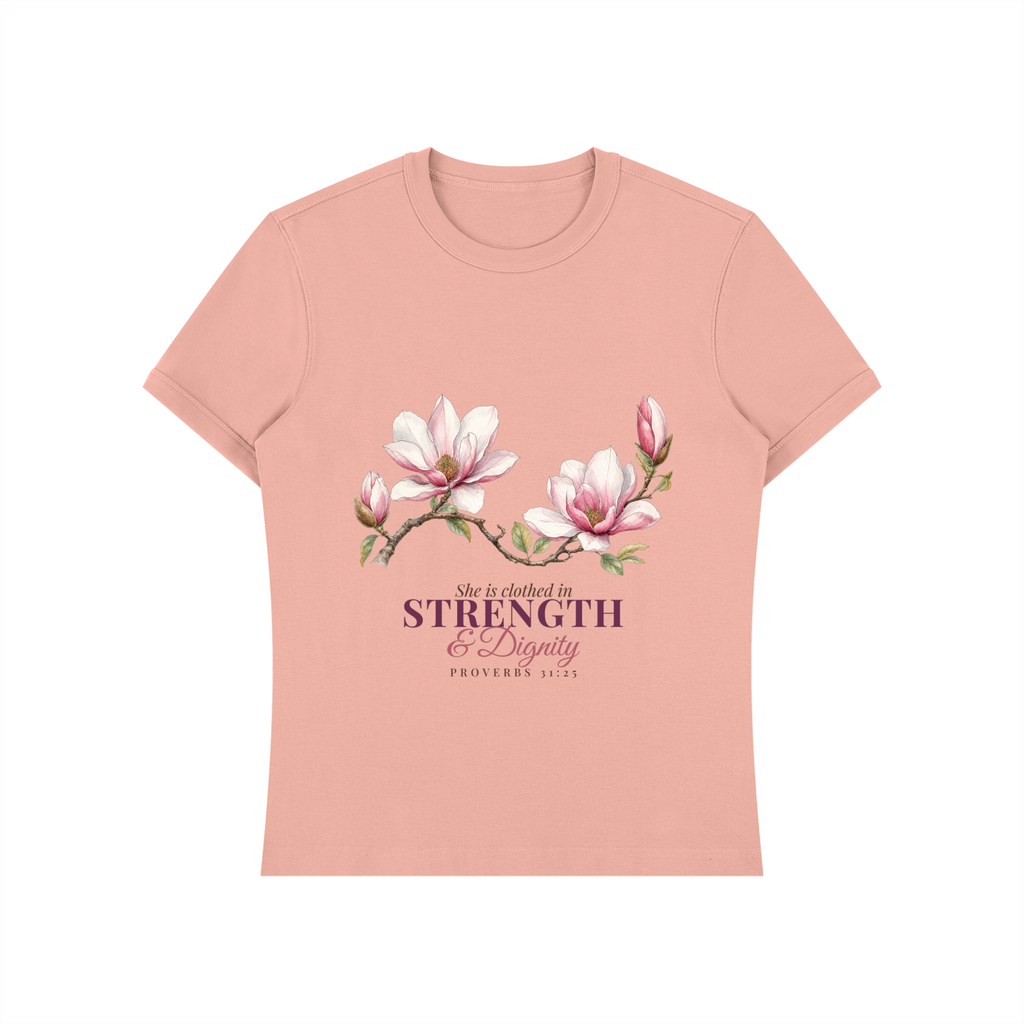Strength and Dignity Shirt | Magnolia Proverbs 31:25 Watercolor Graphic Tee for Women