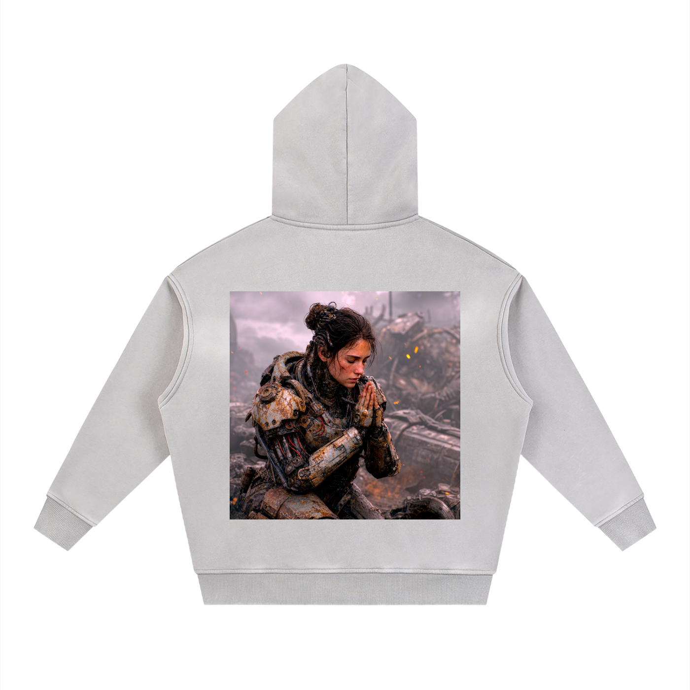 WASTELAND WARRIOR 15 | Dark Sci-Fi Two-Way Zip Boxy Fleece Hoodie