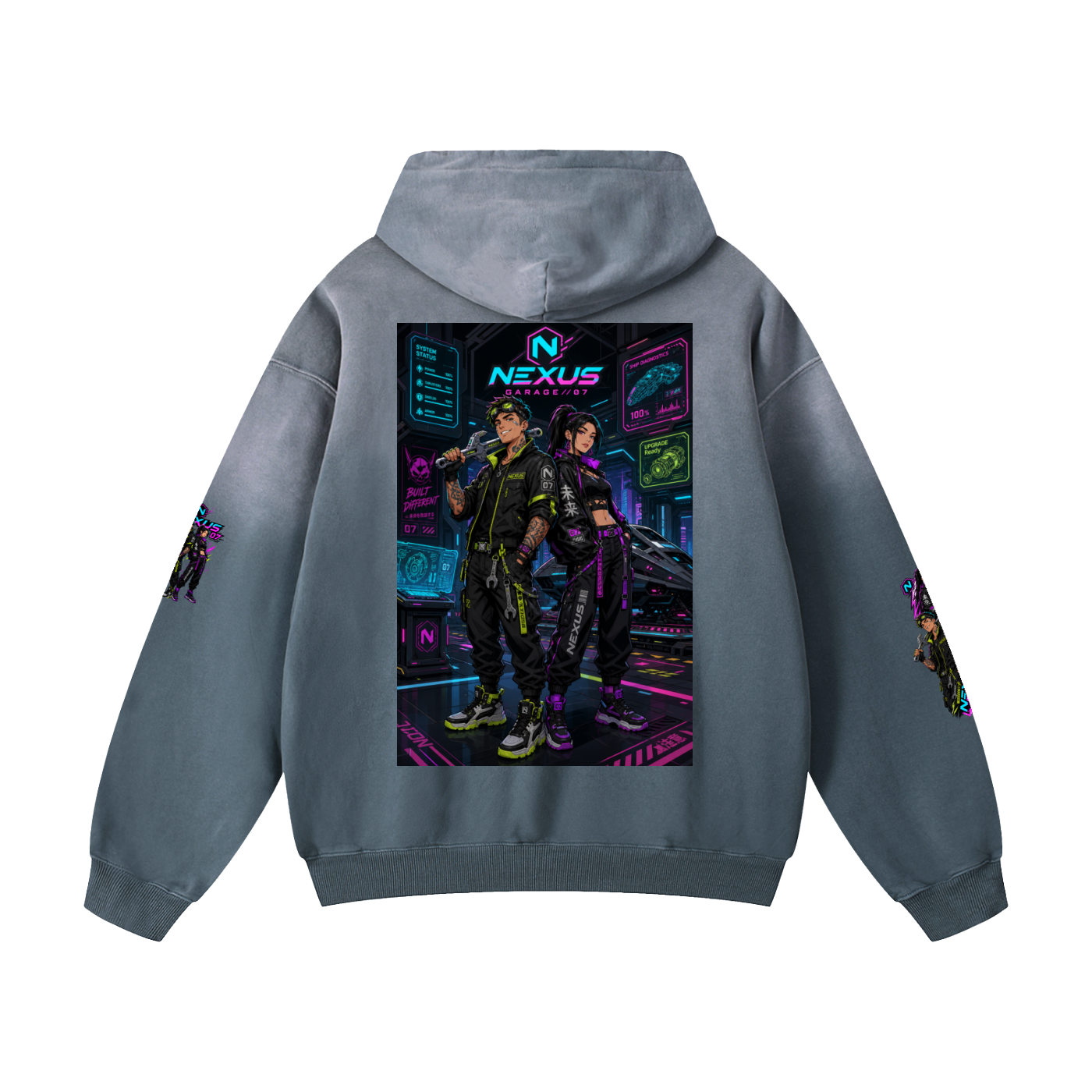 NEXUS MECHANIC Heavyweight Sunfade Oversized Hoodie