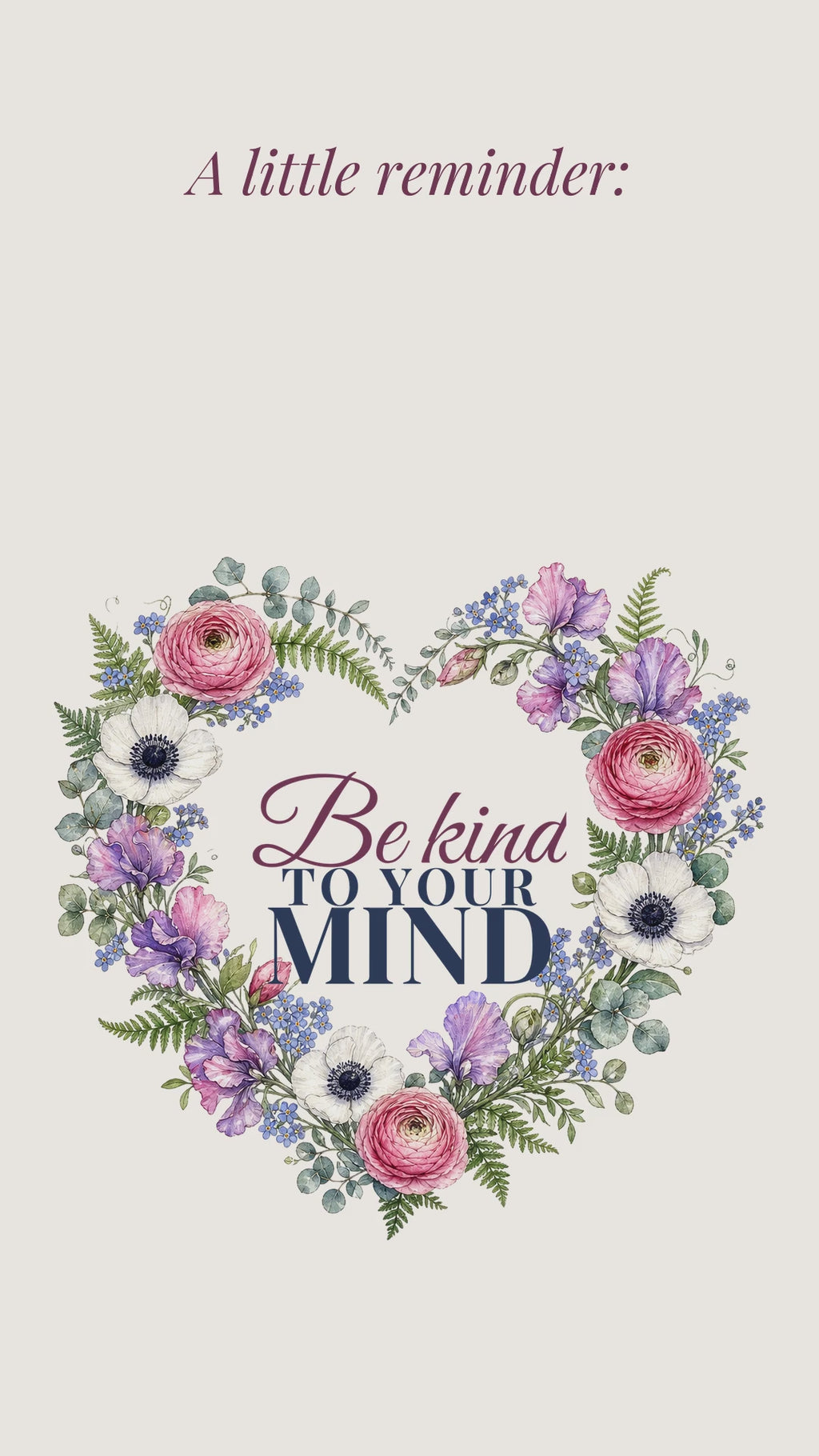 Be Kind To Your Mind Full Print Hoodie | Watercolor Floral Heart Premium 280GSM Hoodie for Women