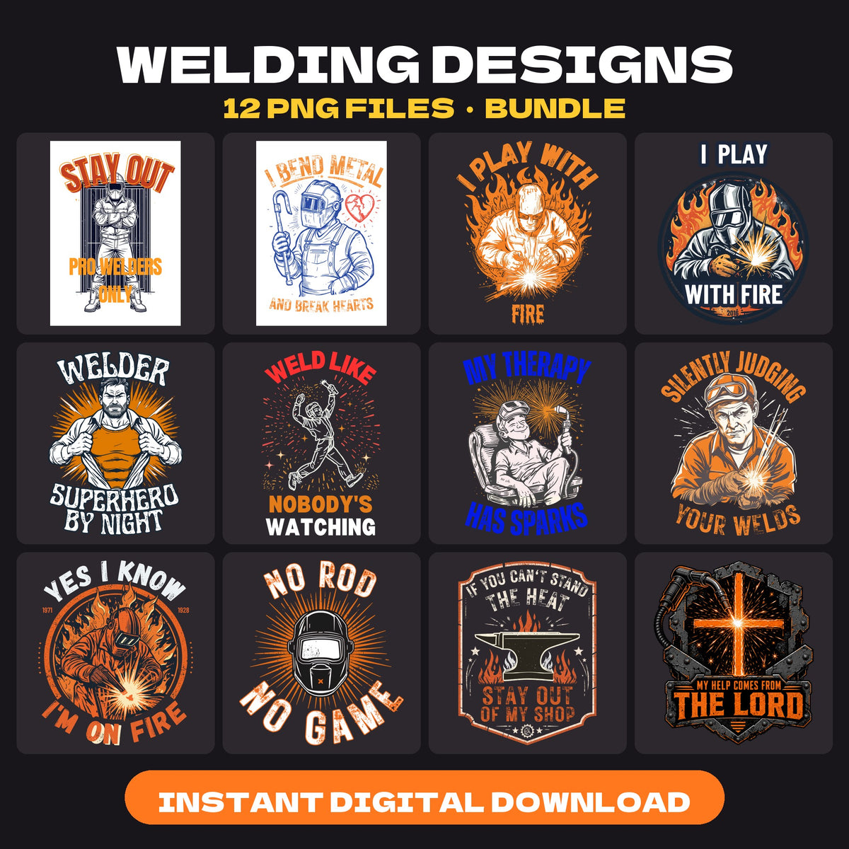 Welding Designs PNG Bundle - 12 digital download designs